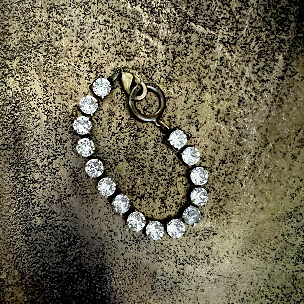 French Kande Swarovski Crystal and brass bracelet.